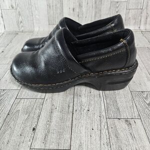 Born Womens 8 M Black Leather Clogs Mules Slide On
